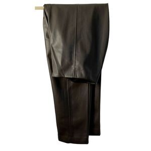 J. Jill Chocolate Brown Vegan-Leather Slim-Leg Pants Pull-On Sz LP NEW